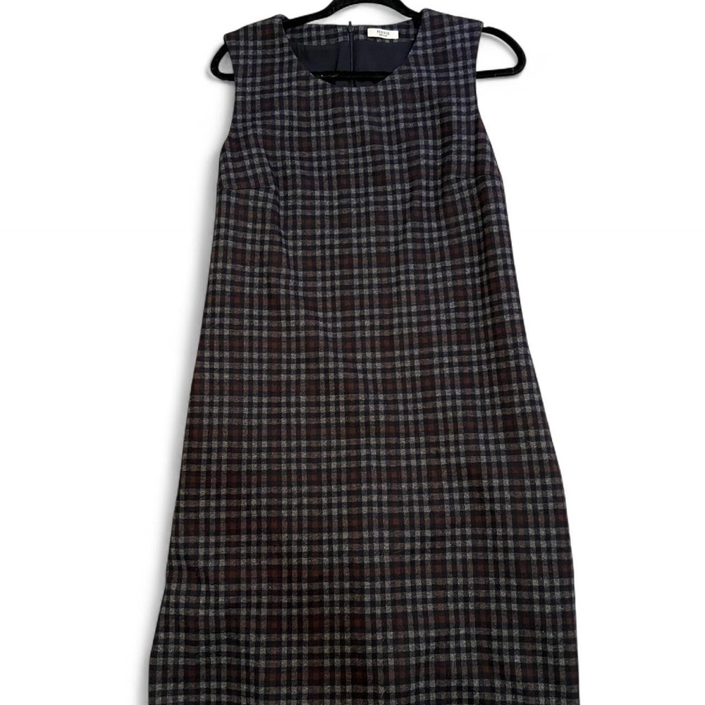 Plaid Sleeveless Italian Wool Dress